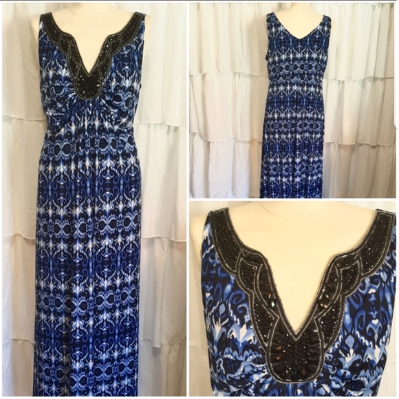 Dress Barn Dresses & Skirts - Dress Barn Beaded Neck Maxi Dress